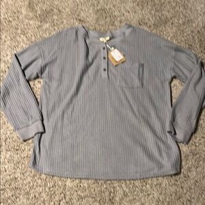 Gray Long Sleeve Henley Shirt